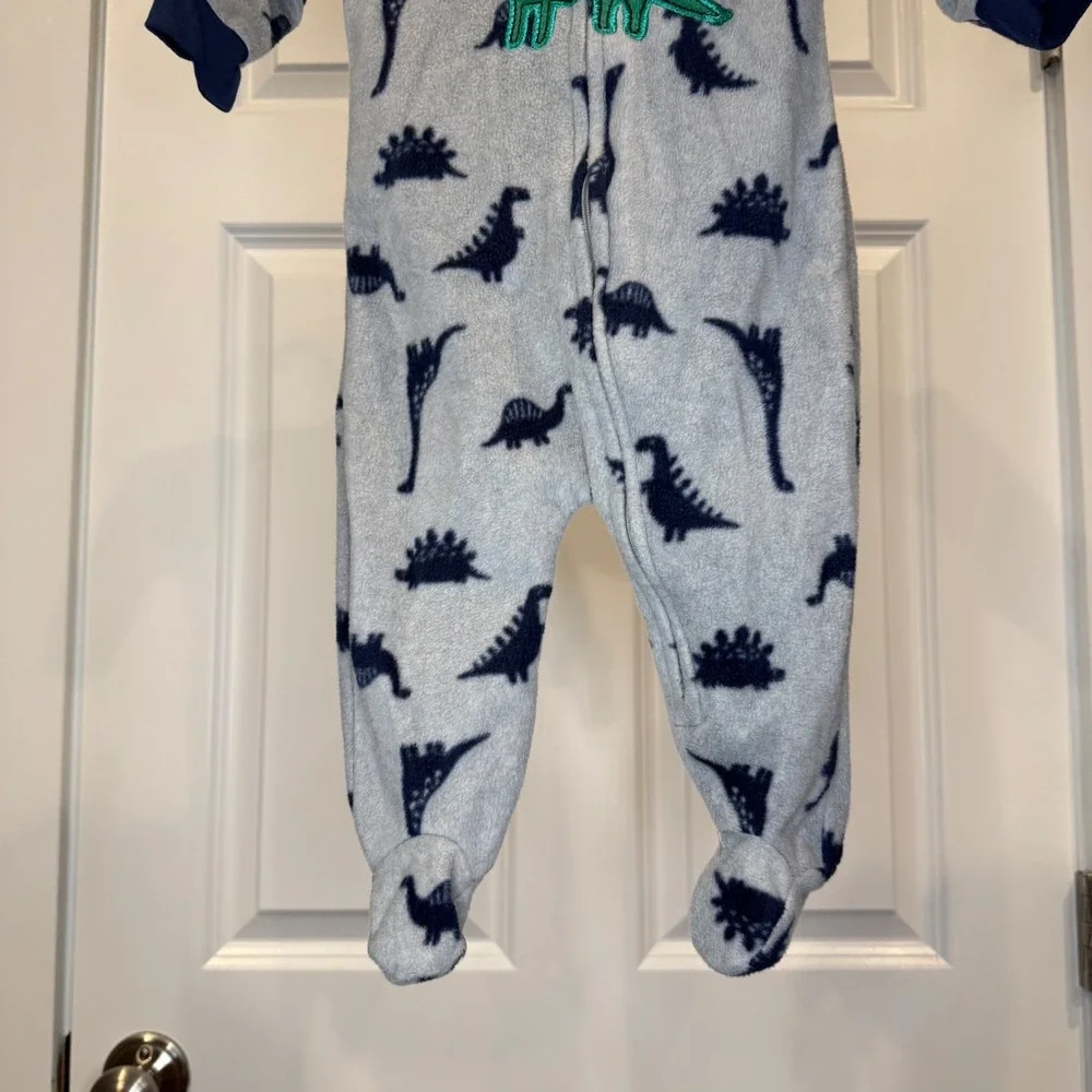 Bon Bebe Size 3-6 Months Dinosaur Fleece Footed Pajamas Sleeper One-Piece Outfit